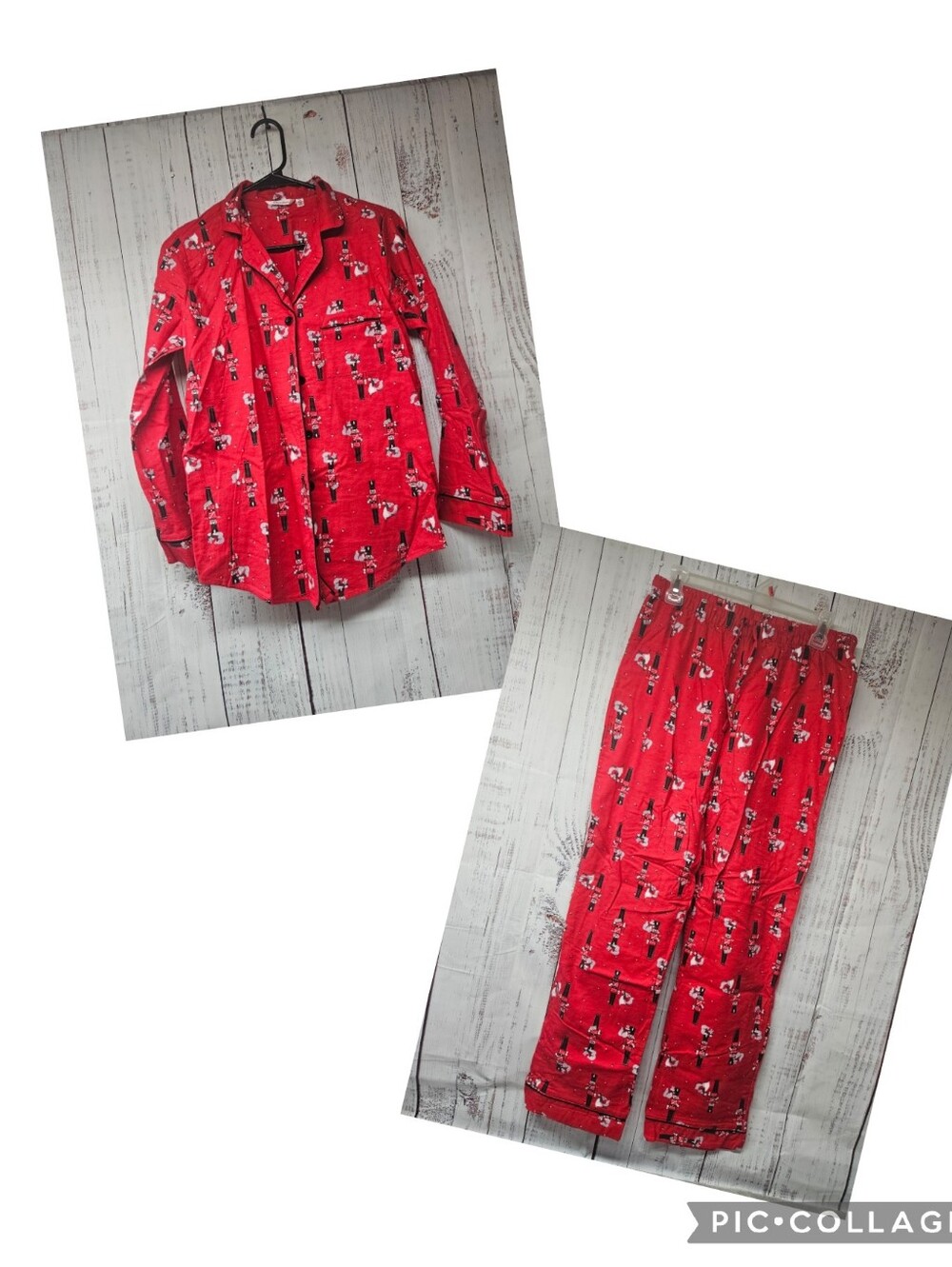 Women's Red Nutcracker Print Pajama Set Size Small